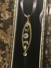 antique 15ct gold pendant aqua & rose diamonds