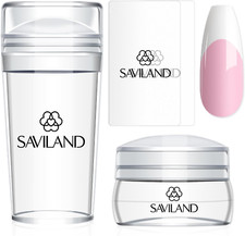 Saviland French Tip Nail Stamp - 4PCS Nail Art Stamper Kit Clear Silicone Nail S