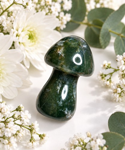 Moss agate mushroom crystal - moss,