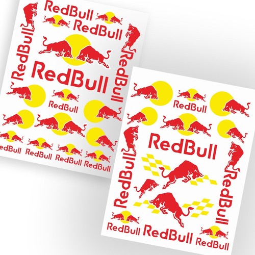 Reflective red bull sticker - red,