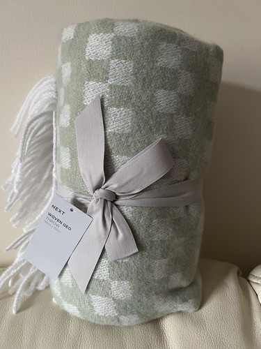 Sage green woven geo - geo, throw