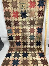 antique crib quilt stars 25x48 saved cotton hand made early 1830s original rough
