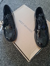 Next Black Patent Leather Lace Up Workwear Shoes Memory Foam Insoles Size 4 BNWT