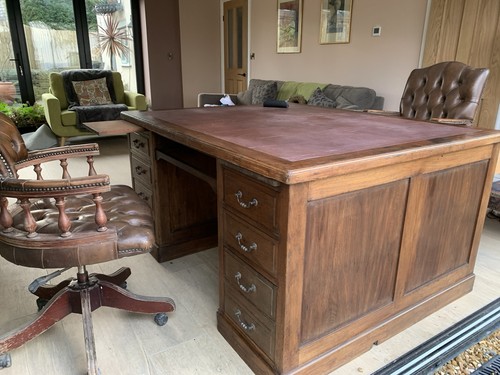 Dark brown wood pedestal - brown, desk
