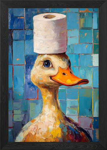 Duck with toilet paper - with, hat