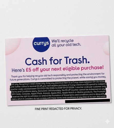 Currys voucher cash - currys, for