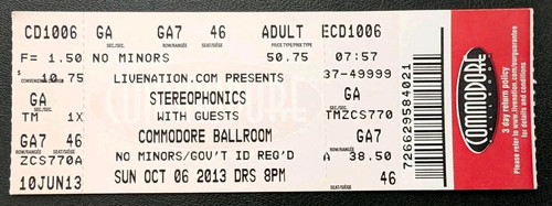 Stereophonics ticket stub 6th - ticket,