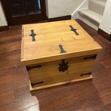Solid pine storage ottoman - storage,