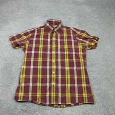 Brutus Dr Martens Shirt Mens Medium Red Plaid Tarten Trimfit Mod Ska Skinhead