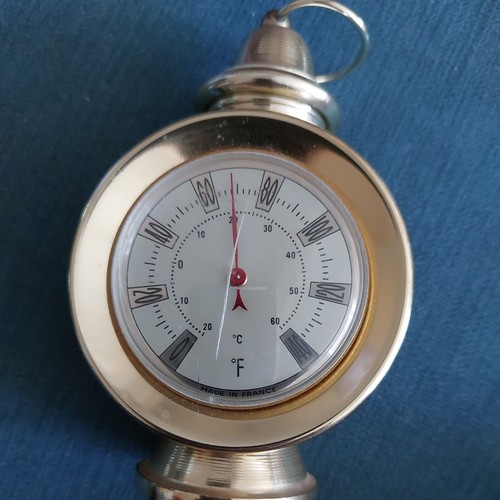 Vintage brass dial thermometer - brass,