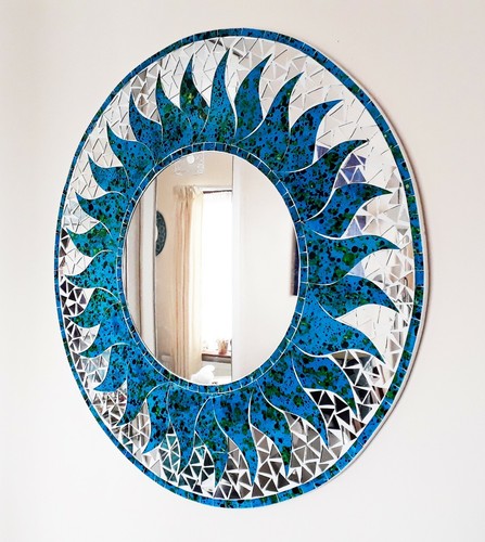 Round blue mosaic sun - , design