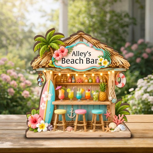 Personalized beach bar wooden - beach,