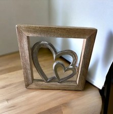  Double Heart Shaped Ornament On Wooden Base