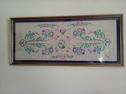 Framed fine embroidery - fine, with