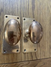 Garage Sale!! A Pair Of Original Victorian Rose Brass Door Knobs On Plates