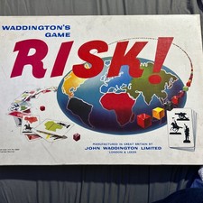 Vintage Original Risk Board Game Waddingtons 1960s, White Box Edition - Complete