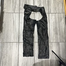 Men’s Kakoury Black leather Biker chaps with belt Large