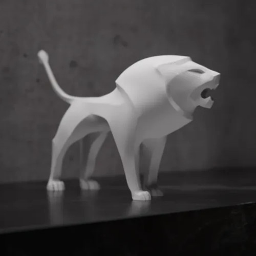 Minimalist lion sculpture - sculpture,