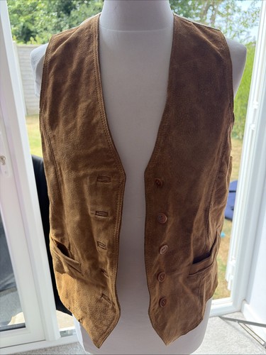 Suede brown waistcoat - waistcoat, size