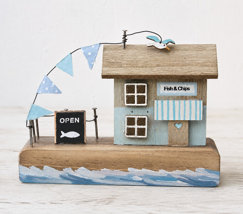 Rustic wooden fish - wooden, &