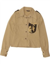 VINTAGE Womens Crop Military Jacket UK 10 Small Beige Cotton QN09