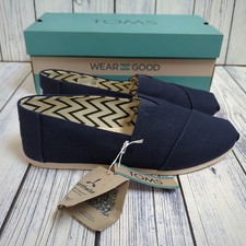 Toms Alpargata Classic Navy Recycled Cotton Canvas Slip On Shoes UK 9.5 EU 43.5