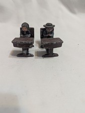 Pair of vintage metal painted Amish school children and desks - please read