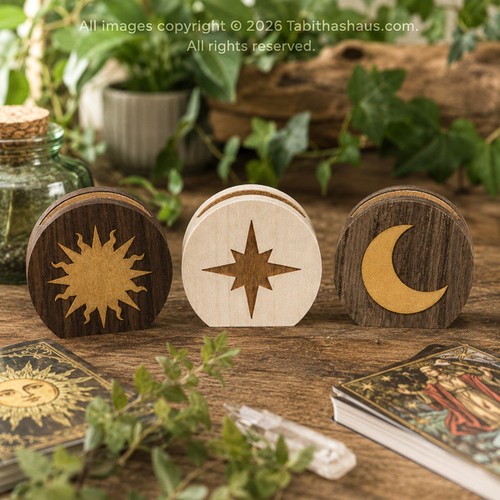 3pc wooden tarot card holders - wooden,