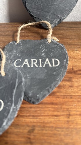 Welsh slate hanging heart - slate,