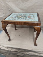 Vintage Side Coffee Table With Tapestry Under Glass Queen Ann Lovely Solid Item