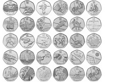 London Olympics 2012 50p Coins-Triathlon, Football,Judo,Wrestling free postage
