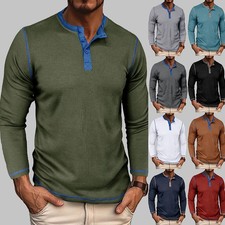Men's Henley Grandad V Neck