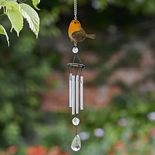 Wind Chimes Robin Crystal Ball 34cm Garden Ornaments Hanging Decor