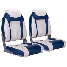 NORTHCAPTAIN A Pair of Deluxe High Back Folding Boat Seat, White/Pacific Blue