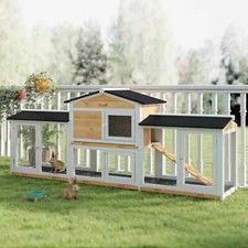 Rabbit Hutch Guinea Pig Run House 2Tier Enclosure Ramp Roof 2Runs Slide Out Tray