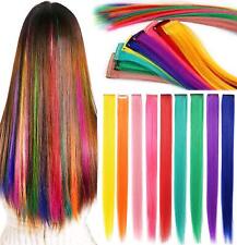2x Clip In Long Hair Extensions Highlight Streaks Multi Colour Rainbow Festival