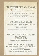 Original advertising flyer, Carson Horticultural glass London, Dublin, Belfast