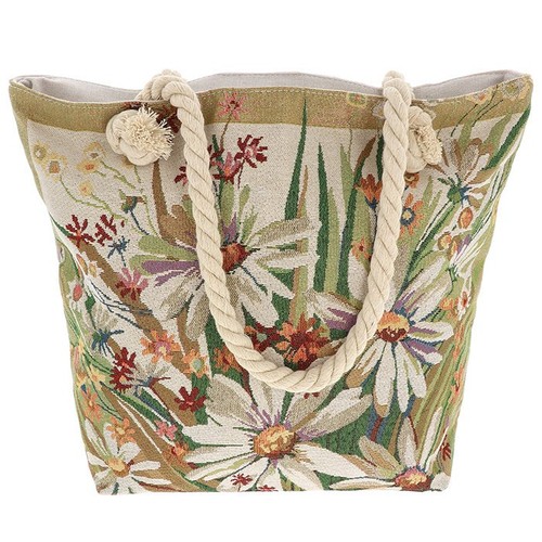 Tapestry daisies tote bag - daisies,
