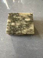 Vintage Italian Alabaster Trinket Box Hinged Lidded Original Sticker On Base