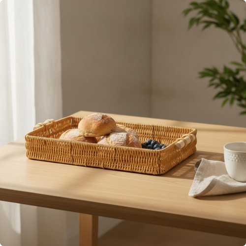 Wicker rattan tray with - tray,