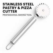 Stainless Steel Pastry Pizza Cutter Wheel – Fluted Pasta Dough Slicer Tool UK