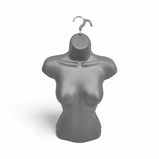 Silver Female Hanging Half Body Mannequin Form Matt Plastic Display Torso