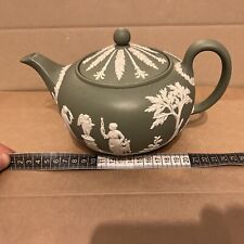 Wedgwood Jasperware  Sage Green Teapot Large biscuit Neo-Classical reliefs