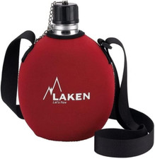 LAKEN Clasica 1 Litre Water Canteen, Aluminum Camping Bottle with Neoprene Pouch