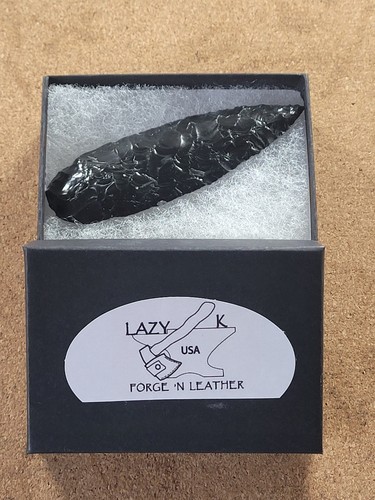 Hand knapped black obsidian - black,