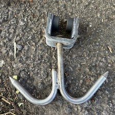 VINTAGE BUTCHERS GALVANISED TROLLY RAIL DOUBLE MEAT HOOK