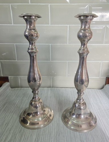 Pair metal candlestick - of,