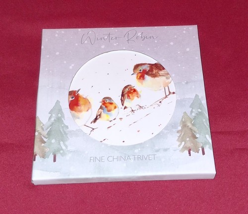 Winter robins 16cm trivet - trivet, with