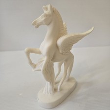 Vintage Greek Pegasus Figurine White Alabaster-Style 6" Mythology Statue