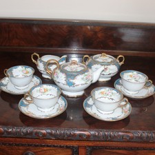 NORITAKE JAPAN  11 Piece VINTAGE TEA SET IN GOLD PLATE HAND PAINTED BEAUTIFULLY